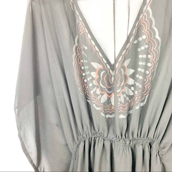 Black Sheer Beach Swim Coverup with Fringe - Picture 9 of 10